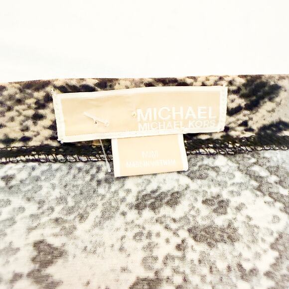 Michale Kors Snake Print Patterned Flowy Skater Skirt Brown Size Medium - Picture 2 of 5